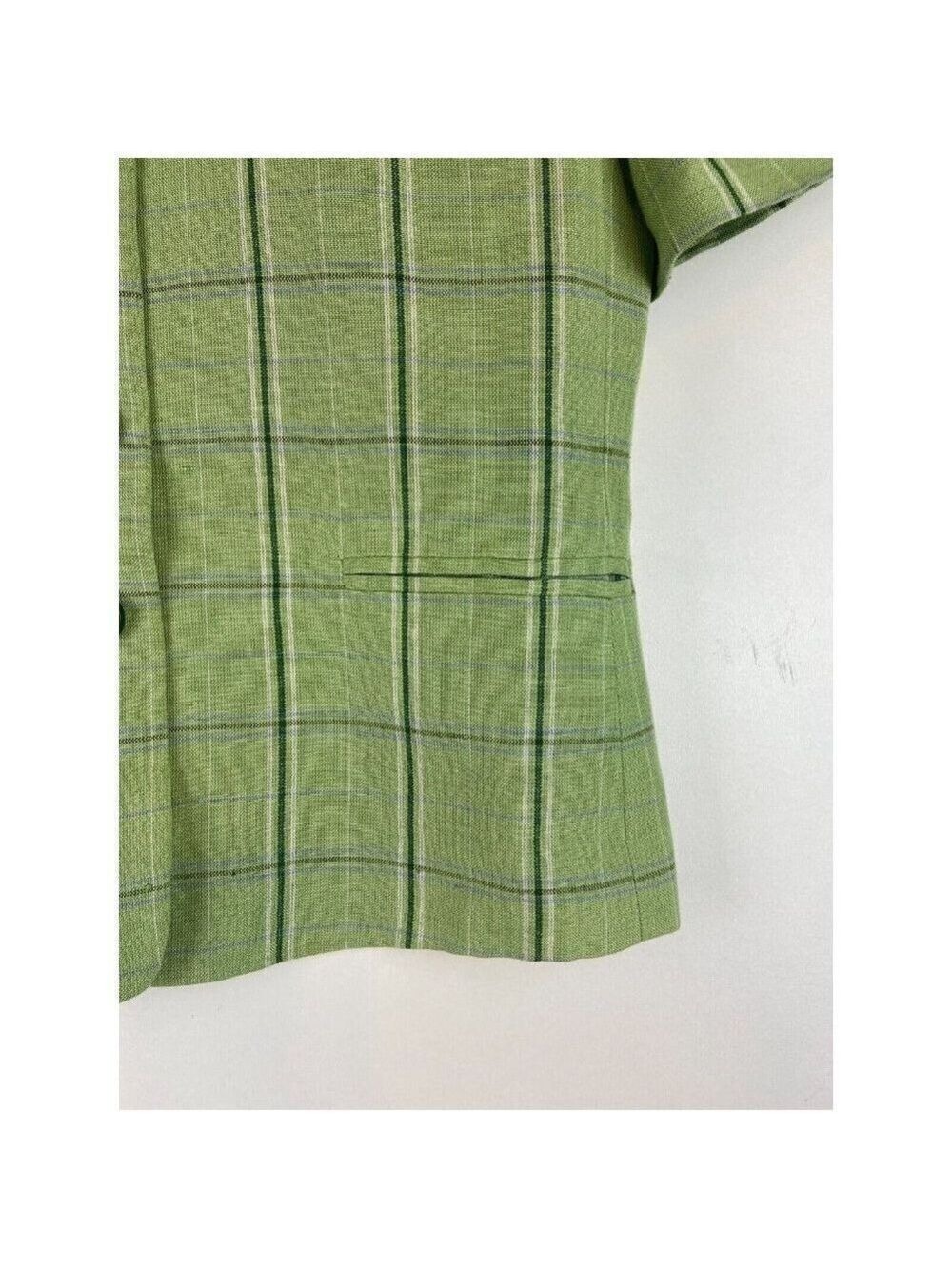 Harvé Benard by Benard Holtzman Women's Short Sleeve Green Plaid Blazer … - Picture 6 of 6